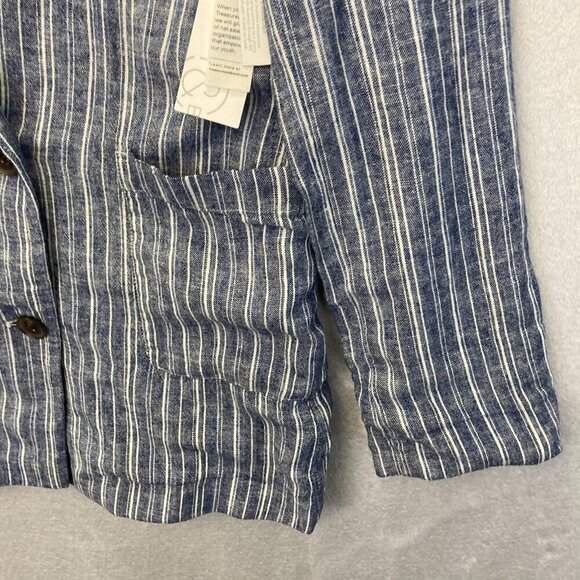 NWT Treasure & Bond Double Breasted Linen Blend Blazer Mens Small Blue Striped - Picture 10 of 15
